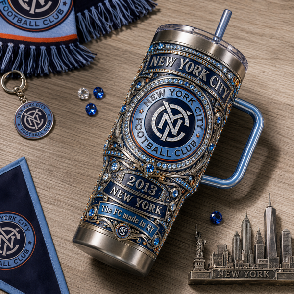 NYC Heraldic Crest - Ornamental Blue Tumbler - main
