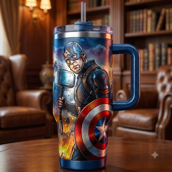 Worthy Stance - Cap Hammer and Shield Tumbler - main - mk-1408-2