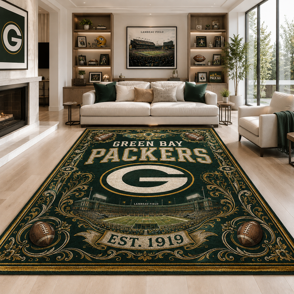 GB Heritage Emblem - Vintage Gridiron Statement Rug - main