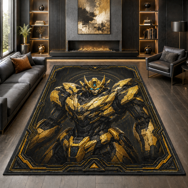Gold Sentinel - Framed Armored Portrait Statement Rug - main