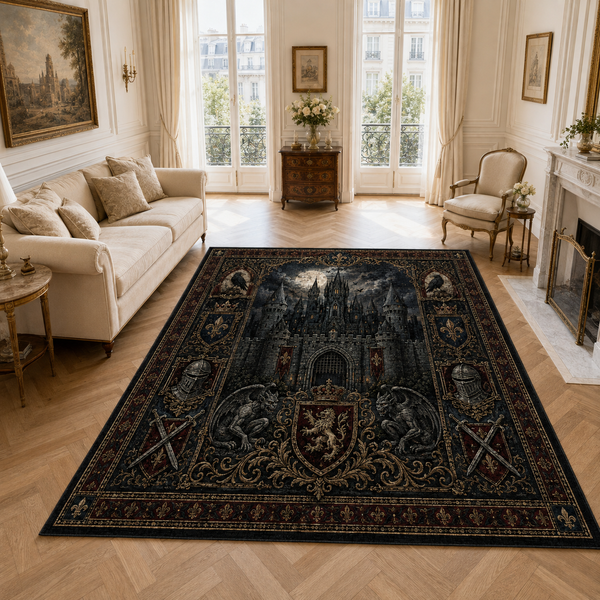 Gothic Keep - Moonlit Castle Heraldic Statement Rug - main