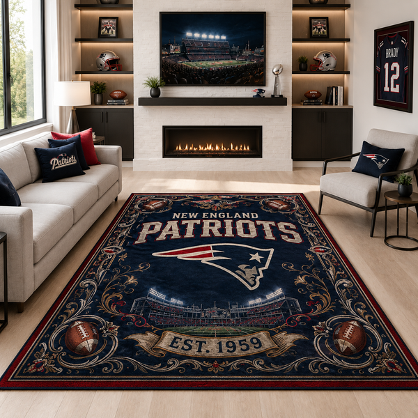 NE Heritage Crest - Vintage Bordered Statement Rug - main
