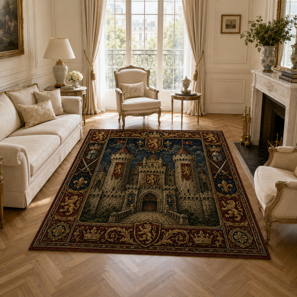 Castle and Crown - Heraldic Tapestry Rug - main