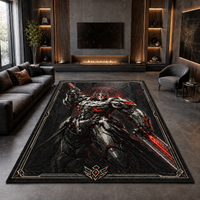 Crimson Circuit - Armored Sentinel Statement Rug