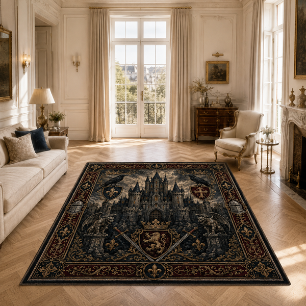 Obsidian Keep - Gothic Heraldry Statement Rug - main