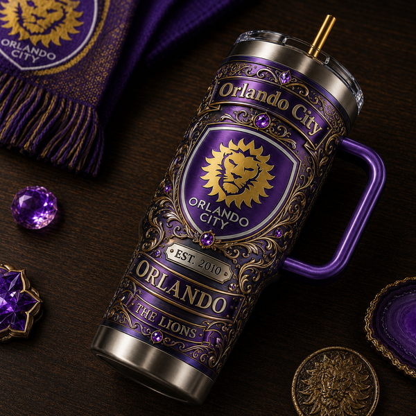 Purple and Gold Heraldry - ORL Crest Tumbler - main - mk-1408-2