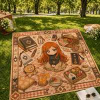 Orihime Sakura Picnic - Centered Medallion Illustrated Rug