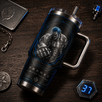 Franky - Blue Circuitry Focal Panel Tumbler