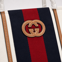 GC Web Stripe Calm - Cream Canvas Statement Handbag