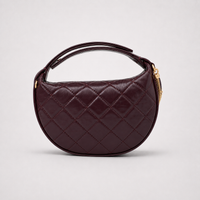 CC Quilted Crescent - Burgundy Chain-Line Statement Handbag