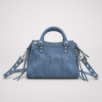 BL Indigo Wash - Studded Form and Quiet Structure Handbag