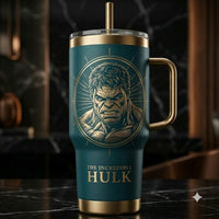 Emerald Engraving - Hulk Medallion Tumbler in Teal and Gold