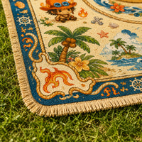 Straw Hat Compass - A Centered Voyage in Cream and Blue