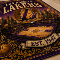 LAL Gold Filigree Court - Vintage Poster Statement Rug