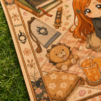 Orihime Sakura Picnic - Centered Medallion Illustrated Rug