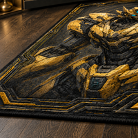 Gold Sentinel - Framed Armored Portrait Statement Rug
