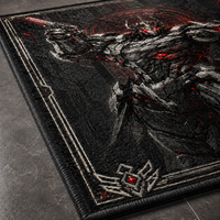 Crimson Circuit - Armored Sentinel Statement Rug